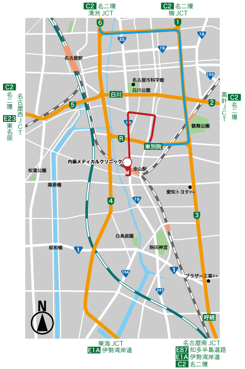 内藤メディカルクリニックへのアクセス