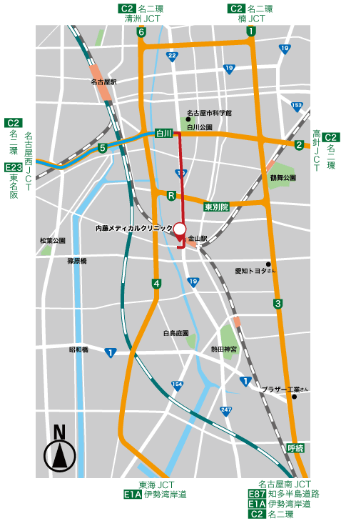 内藤メディカルクリニックへのアクセス