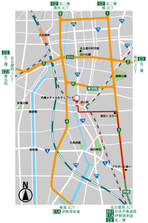 内藤メディカルクリニックへのアクセス