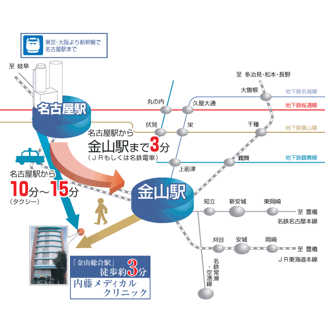 電車・タクシーをご利用の場合の地図