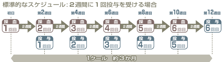 標準的な活性NH細胞治療の治療スケジュール